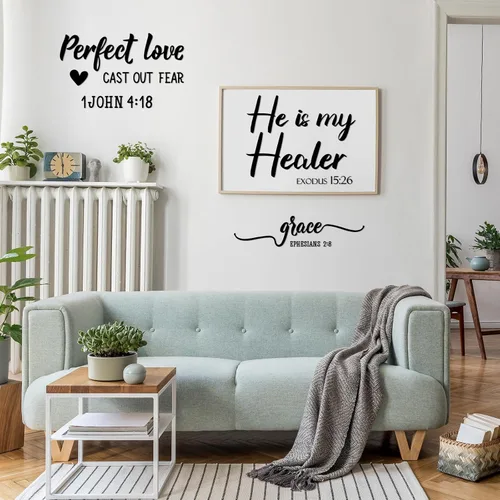 Miniatura 4 de Sabary 12 piezas de calcomanías de versículos bíblicos para pared, calcomanías de escritura religiosa, arte de pared cristiano, citas inspiradoras