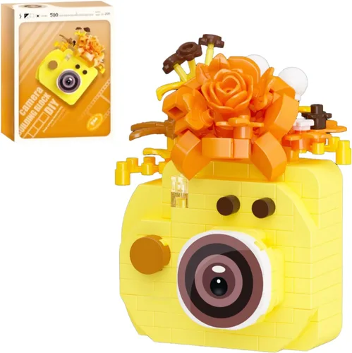 Miniatura 7 de Juego de construcción de 6 mini flores con microladrillos para cámara, juguetes en miniatura para decoración del hogar, regalos creativos