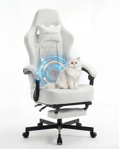 Miniatura 13 de Silla de escritorio para juegos para computadora, silla de oficina ergonómica de respaldo alto con reposapiés y soporte lumbar, sillas giratorias