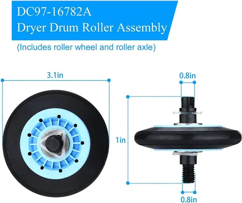 Miniatura 2 de DC97-16782A Rodillo de tambor de secadora compatible con el kit de repuesto de rodillos de secadora Samsung - Sustituye DC97-07523A PS4221885