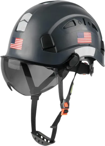 Miniatura 10 de GREEN DEVIL Casco de Seguridad Casco Duro con Visera Correa de Barbilla Ajustable Ligero Ventilado ABS Casco de Trabajo para Hombres y Mujeres Gris