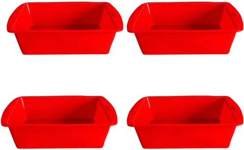 AVIDON Paquete de 4 moldes cuadrados de silicona para tartas, moldes de silicona antiadherentes de 5 pulgadas, moldes para hornear pasteles para