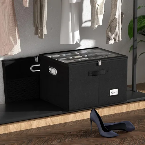 Miniatura 2 de Organizador de zapatos para armario, cajas grandes de almacenamiento con ventana transparente, contenedor de zapatos que ahorra espacio con soporte