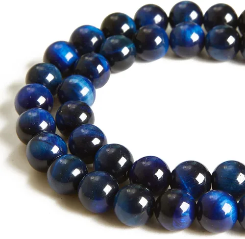 Miniatura 12 de 45 cuentas de jade azul y blanco de 0.315 pulgadas, cuentas de piedras preciosas naturales redondas sueltas para hacer joyas Jade blanco azul