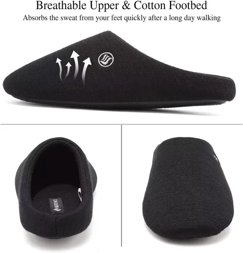 Miniatura 4 de CIOR Pantuflas unisex de espuma viscoelástica para hombre y mujer con mezcla de algodón con punta cerrada extraíbles de doble cara versión
