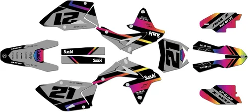 Miniatura 6 de Kit de gráficos para Suzuki RMZ 450 (2008-2017) Serie Enigma Azul 09 mil - Dirt Bike - Kit de calcomanías gráficas de carreras personalizadas, sin