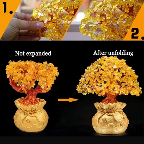 Miniatura 7 de Figuras, estatuas/adornos de Feng Shui, árbol de dinero de cristal geloso, árbol de dinero de cuarzo con piedras preciosas para decoración del hogar
