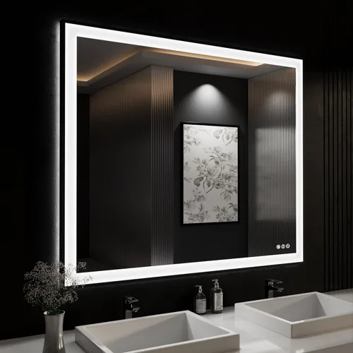 Miniatura 52 de ISKM Espejo LED con marco para baño de 40"x30", espejo de baño LED regulable con luces, antivaho, espejo iluminado frontal y retroiluminado de 3