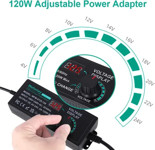 Miniatura 2 de Fuente de alimentación universal de 120 W CC ajustable 3 V ~ 24 V Adaptador de CA/CC de conmutación variable de 100 V-240 V CA a CC 24 V 5 A con 14