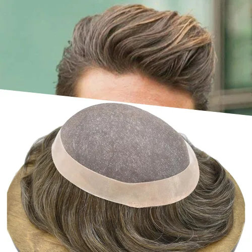 Miniatura 53 de LYRICAL HAIR Toupee - Sistema de cabello de repuesto para hombre, monofilamento fino, monofilamento, peluca de cabello humano de piel duradera