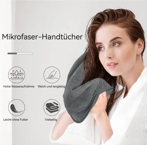 Miniatura 5 de KinHwa Toallas de mano de microfibra para baño, toallas faciales suaves y absorbentes, toallas de mano grises para baño, paños de lavado para spa