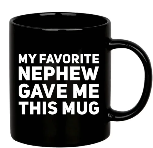 Taza de café de cerámica con texto en inglés «My Favorite Nephew Gave Me This Gift To Uncle Auntie», para el Día de la Madre, Día del Padre, color