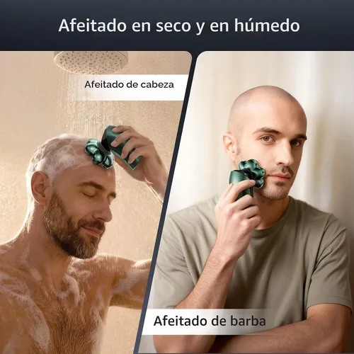 Miniatura 5 de Afeitadoras de cabeza para hombres calvos – Maquinilla de afeitar eléctrica desmontable magnética de arco 7D, impermeable, húmedo y seco, kit