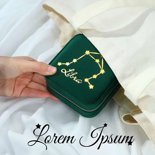 Miniatura 6 de Joyero Constellation para niñas y mujeres, joyero de viaje de terciopelo de felpa Joyero de viaje para mujer Estuche de viaje pequeño para joyería