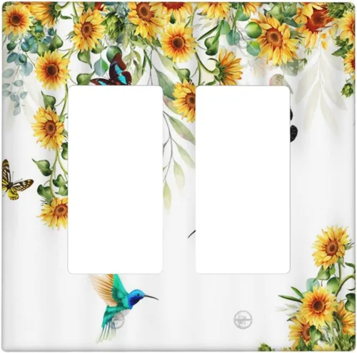 Miniatura 91 de Cubiertas de Interruptor de Luz Artísticas de Cuádruple Palanca con Hojas Tropicales Florales Boho, Flores Bohemias Decorativas Botánicas, Placas