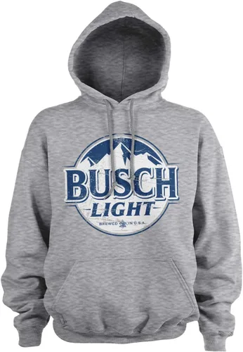 Busch Sudadera con capucha con logotipo vintage Light Beer con licencia oficial (gris jaspeado)