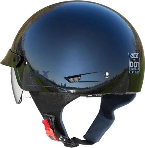 Miniatura 5 de GLX M14 - Casco de motocicleta de cara abierta, negro, pequeño, aprobado por DOT