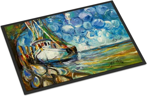 Miniatura 226 de Caroline's Treasures JMK1017JMAT - Tapete de caza de rana garza azul, 24 x 36 pulgadas, tapete para puerta delantera, interior y exterior