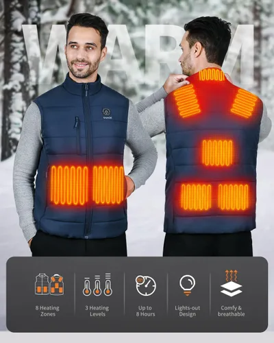 Miniatura 8 de DOACE Chaleco térmico para mujeres y hombres, chaleco eléctrico inteligente recargable, batería no incluida