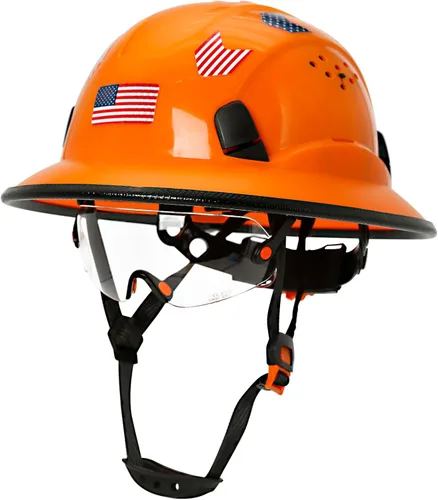 Cascos De Construcción de ala completa Cascos de seguridad aprobados por OSHA con visera transparente - Casco de seguridad de construcción ventilado