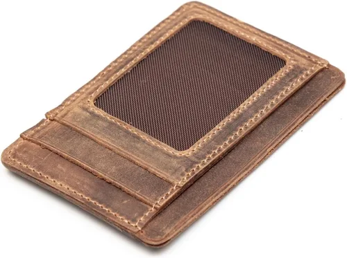 Miniatura 40 de Carteras de cuero genuino hechas a mano, tarjeteros minimalistas y fundas para pasaporte, regalo hecho a mano