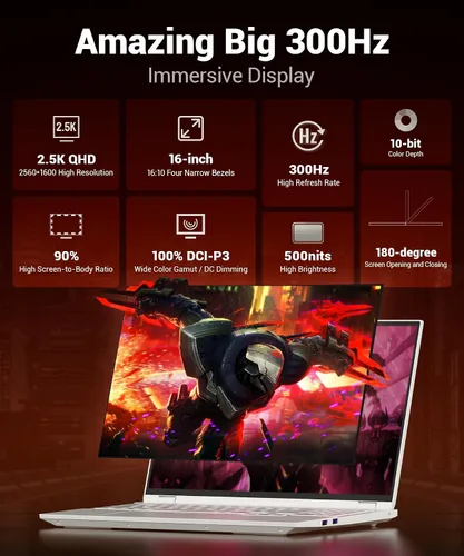 Miniatura 4 de Computadora Portátil para Juegos【300Hz/5060/i7/1TB/Dual RAM】 2560x1600 16:10 WQXGA GPU RTX 5060 CPU Intel Core i7-13700HX RGB Retroiluminado