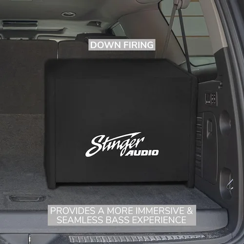 Miniatura 8 de Stinger Audio Single 10" 1200W ranura cargada ranura portada subwoofer gabinete de audio para coche 1 ohmio, subcaja ventilada premium para añadir
