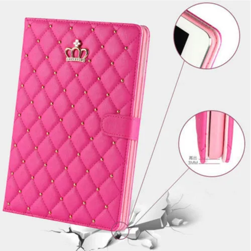 Miniatura 2 de Funda Linda con Corona para iPad Mini 7 (A17 Pro) 2024/Mini 6 2021, Cuero PU Brillante con Diamantes, Función Automática de Encendido/Apagar