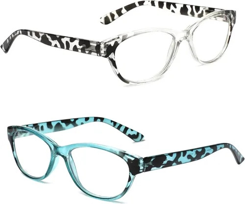 Miniatura 4 de SIGVAN Gafas de Lectura de Ojo de Gato para Damas 5 Pares con Bloqueo de Luz Azul Bisagra de Resorte Estampado de Patrón de Moda Lectores