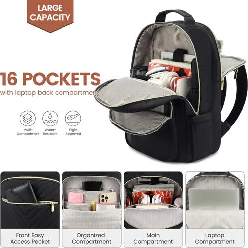 Miniatura 3 de LOVEVOOK - Mochila de 15.6 pulgadas para laptop, para mujer, bolsa de viaje linda para mujer, mochila de laptop profesional, bolsa de computadora