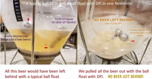 Miniatura 3 de FLOTit 2.0 - Entrada de doble filtro (DFI) con malla de 500/300 micrones para tubo de inmersión flotante con un flotador de bola para cerveza