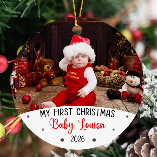 Miniatura 15 de Adorno de Navidad de vaca bebé 2025, adorno personalizado de mi primera Navidad para padres recién nacidos, regalo de recuerdo de primera Navidad