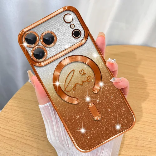 Miniatura 50 de ZIYE Funda Magnética Diseñada para iPhone 11 Funda con Purpurina Plateado de Lujo Corazón de Amor Compatible con MagSafe Funda Transparente