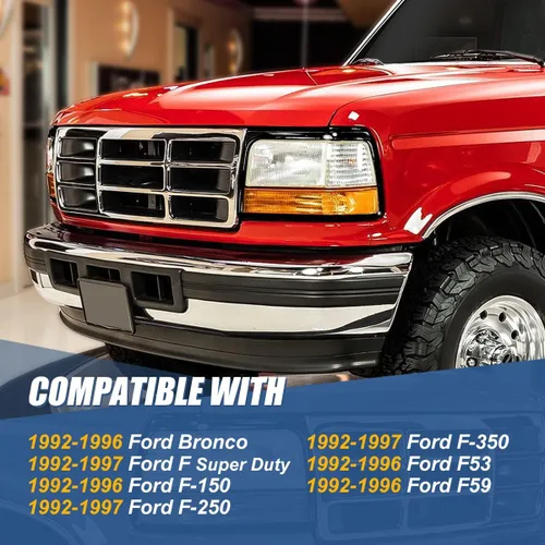 Miniatura 5 de Auto Dynasty Cubierta de biseles de puerta de faros delanteros de estilo fábrica compatible con Ford Bronco F150 F250 F350 F53 F59 Serie F Super