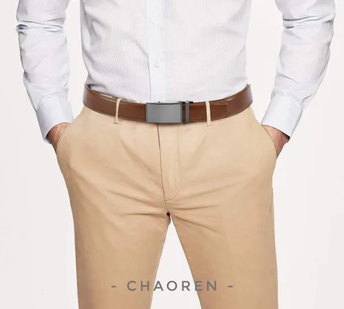 Miniatura 6 de CHAOREN Cinturones de trinquete para hombre, paquete de 2, elegantes cinturones de cuero en juego de regalo de 1.378 in