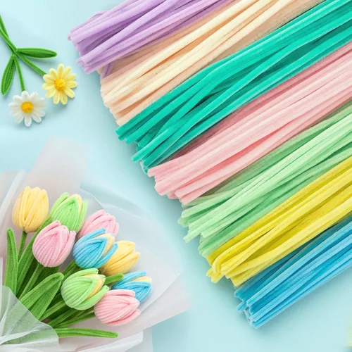 Miniatura 40 de Caydo 200 limpiapipas verde oscuro para decoración de Pascua, tallos de felpilla esponjosos a granel para niños, proyectos de manualidades, 12