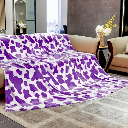 Miniatura 43 de HSEEC Manta de felpa azul con estampado de vaca, manta pequeña de franela de forro polar suave para sofá, 40 x 50 pulgadas