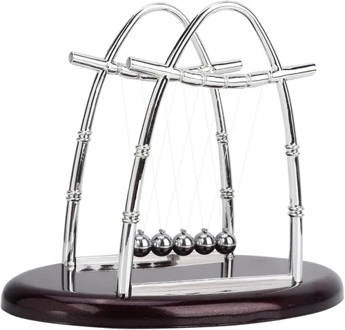 Bolas de equilibrio clásicas Newton Cradle 5 bolas de acero de péndulo Ulum para oficina y educación escolar Newton bolas de cojinete oscilante (L)