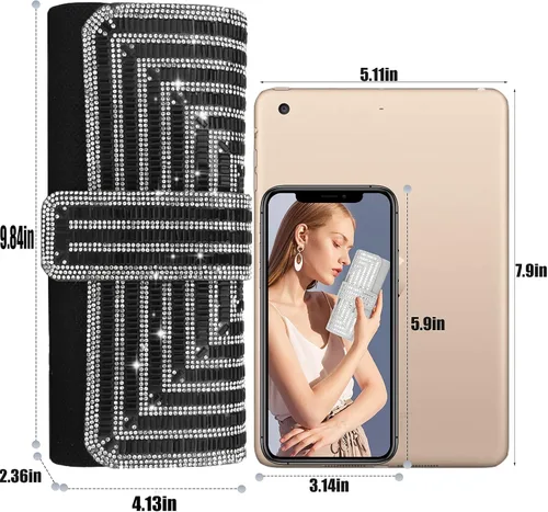 Miniatura 2 de ELDA Bolsos de mano para mujer, bolsos de noche brillantes formales para fiesta, diamantes de imitación, boda, cóctel, baile de graduación
