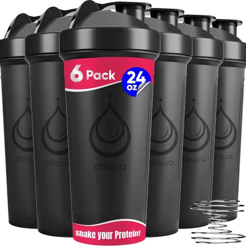 Miniatura 11 de diliqua Paquete de 10 botellas agitadoras con batidores de alambre para mezclas de proteínas, a prueba de fugas, sin BPA y aptas para lavavajillas
