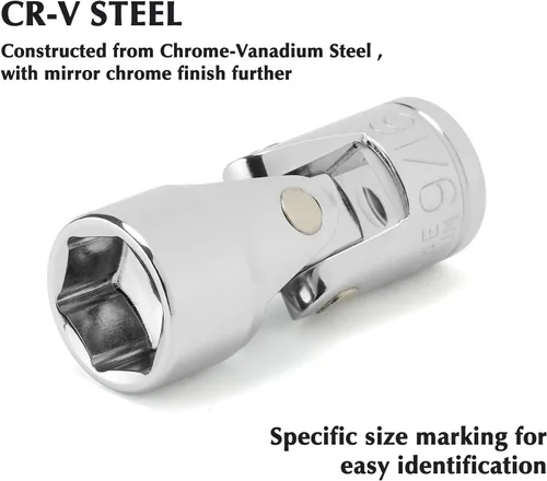 Miniatura 3 de EMENTOL Juego de Llaves de Vaso Universales de 7 Piezas con Impulsor de 3/8", 6 Puntos, Juego de Llaves de Vaso Flexibles Universales SAE, CR-V