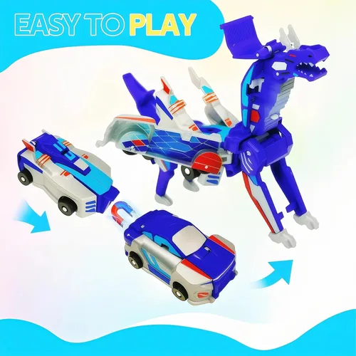 Miniatura 3 de Vehículo de juguete de dinosaurio transformador por colisión, 2 autos magnéticos que se transforman en juguetes de dinosaurio, juguetes de autos