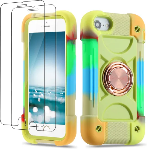 Miniatura 60 de Funda para iPhone Se3/iPhone Se2, iPhone 6/6S, iPhone 7/iPhone 8 de 4.7 pulgadas con soporte de anillo, con 2 protectores de pantalla resistentes