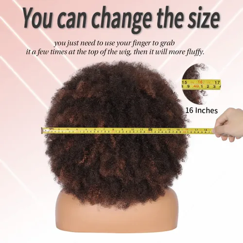 Miniatura 3 de Kalyss Pelucas afro largas de 16 pulgadas para mujeres negras, pelucas afro afro rizadas de los años 70 con reflejos marrones, pelucas grandes