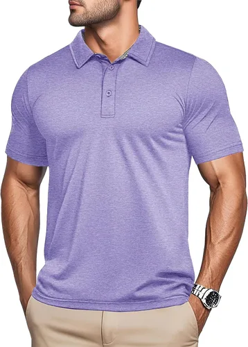 MAGCOMSEN Camisas de golf tipo polo de manga corta para hombre, 3 botones, absorben la humedad, camisetas atléticas casuales con cuello