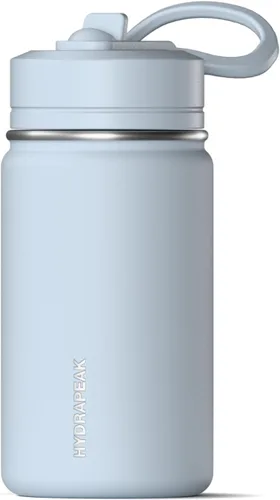 Miniatura 11 de Hydrapeak Mini botella de agua de 14 onzas con tapa con popote, botella de agua aislada de doble pared de acero inoxidable Botella de agua a Negro