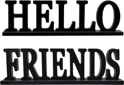 Miniatura 9 de Wooden Friends - Letrero independiente con diseño de palabras rústicas para mesa, chimenea y entrada