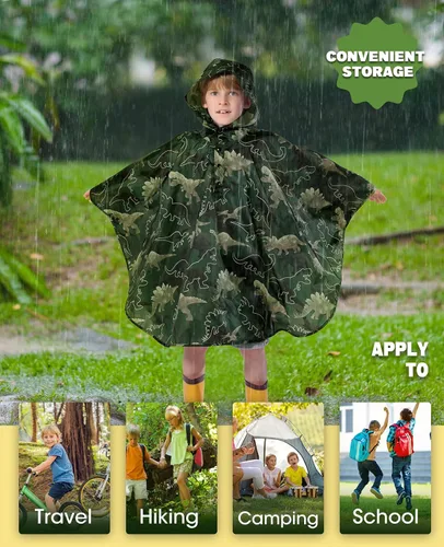 Miniatura 4 de WAWSAM Poncho de lluvia ligero para niños, impermeable, reutilizable
