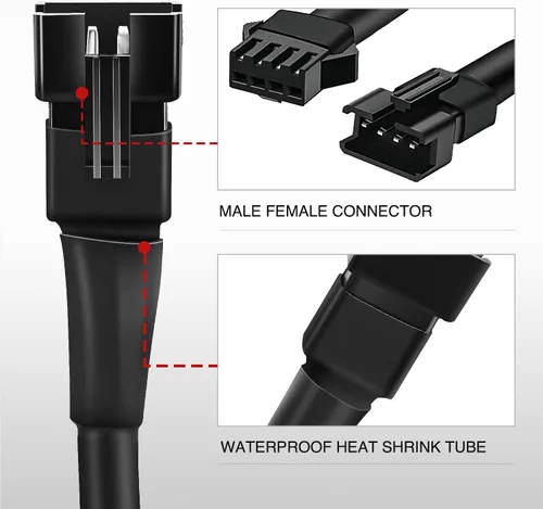 Miniatura 3 de Nilight - Cable de extensión para motocicleta, 4 tiras de luces led de 2 pies, 3 divisores en Y de 2 vías, extensión de 4 clavijas para tiras