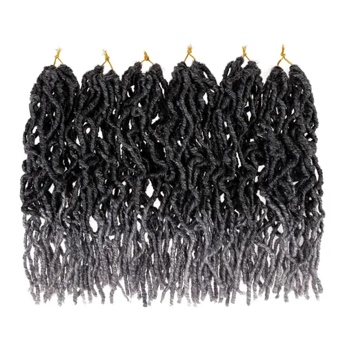 Miniatura 9 de Leeven - 6 paquetes de 21 mechones de cabello largo trenzado para mujer, trenzas de ganchillo sintético de cabello rizado desordenado estilo Rastas